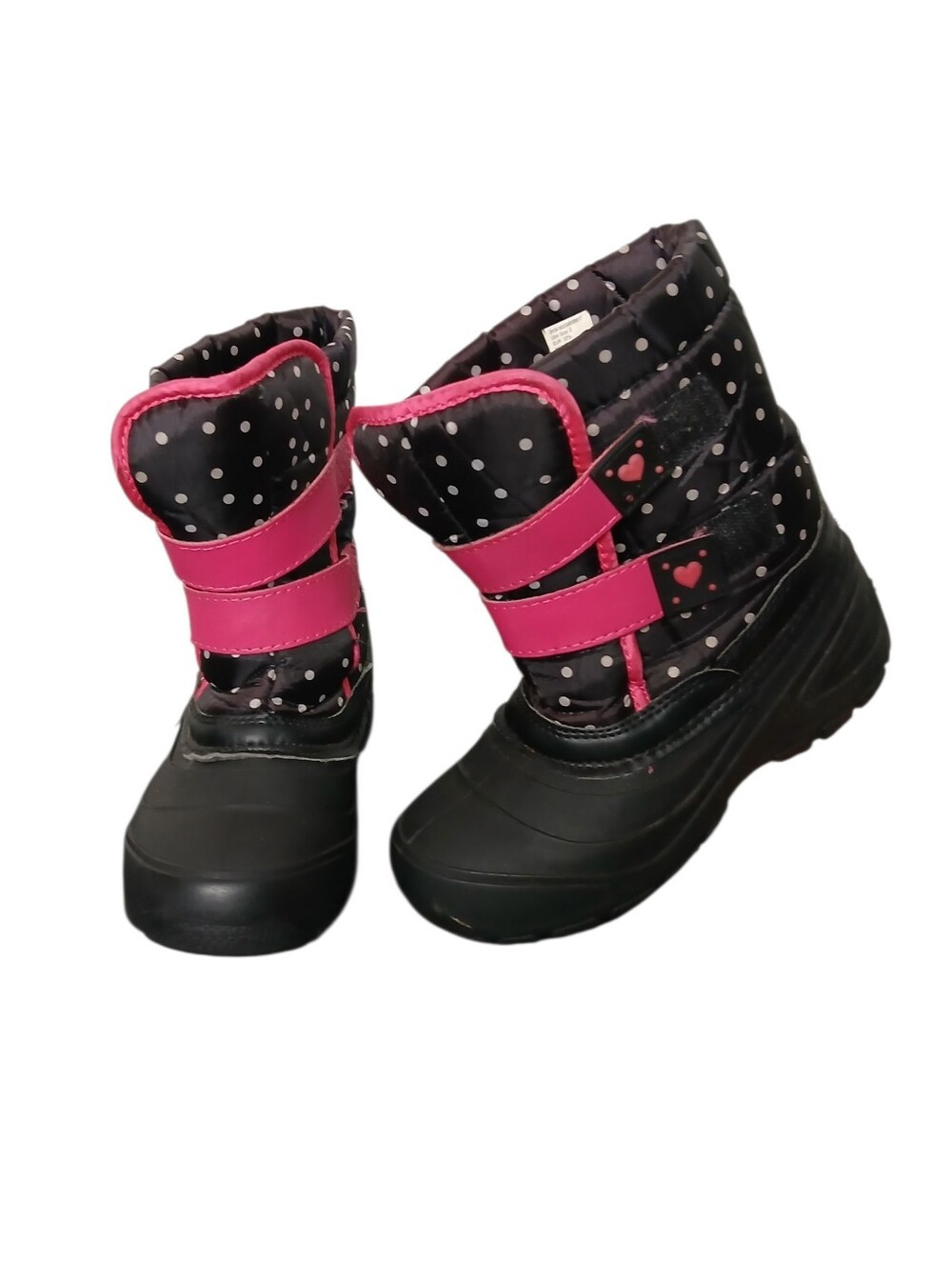 Girls Waterproof Winter Snow Boots - Black with Pink Accents